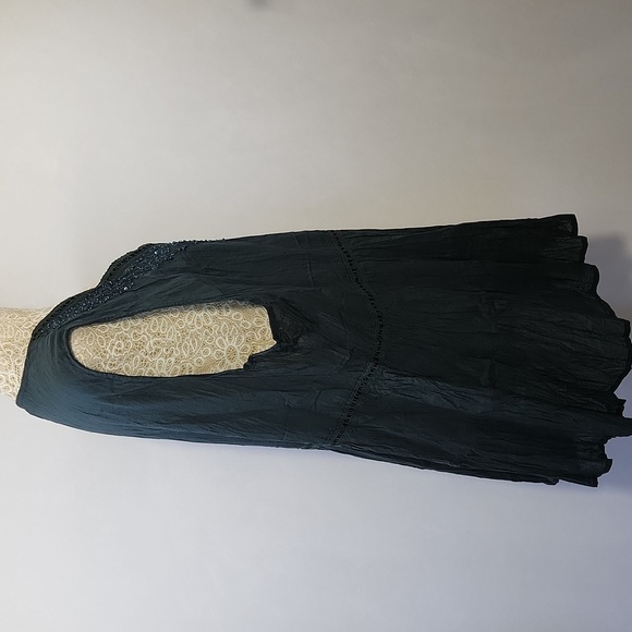 Greater Good Network Women's Hunter Green Sequin Beaded Crinkle Fabric Top 3XL - Picture 6 of 14